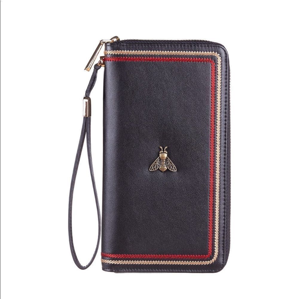 Womens Large Capacity Wallet Genuine Leather Purse Credit Card Clutch Wristlet